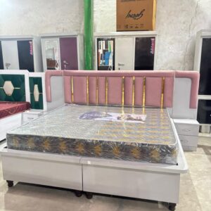 Grey Designer Bed with Golden Touch