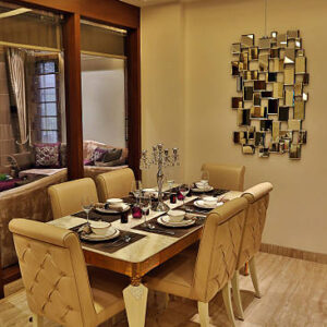 Sleek Dark Wooden Dining Set (6 Seater)