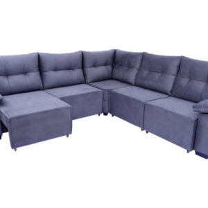 Dark Grey L-Shape Sofa with Ottoman