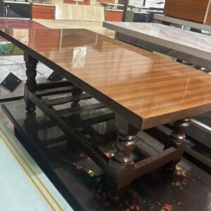 Modern Wooden 4-Seater Dining Table with Chairs & Metal Frame